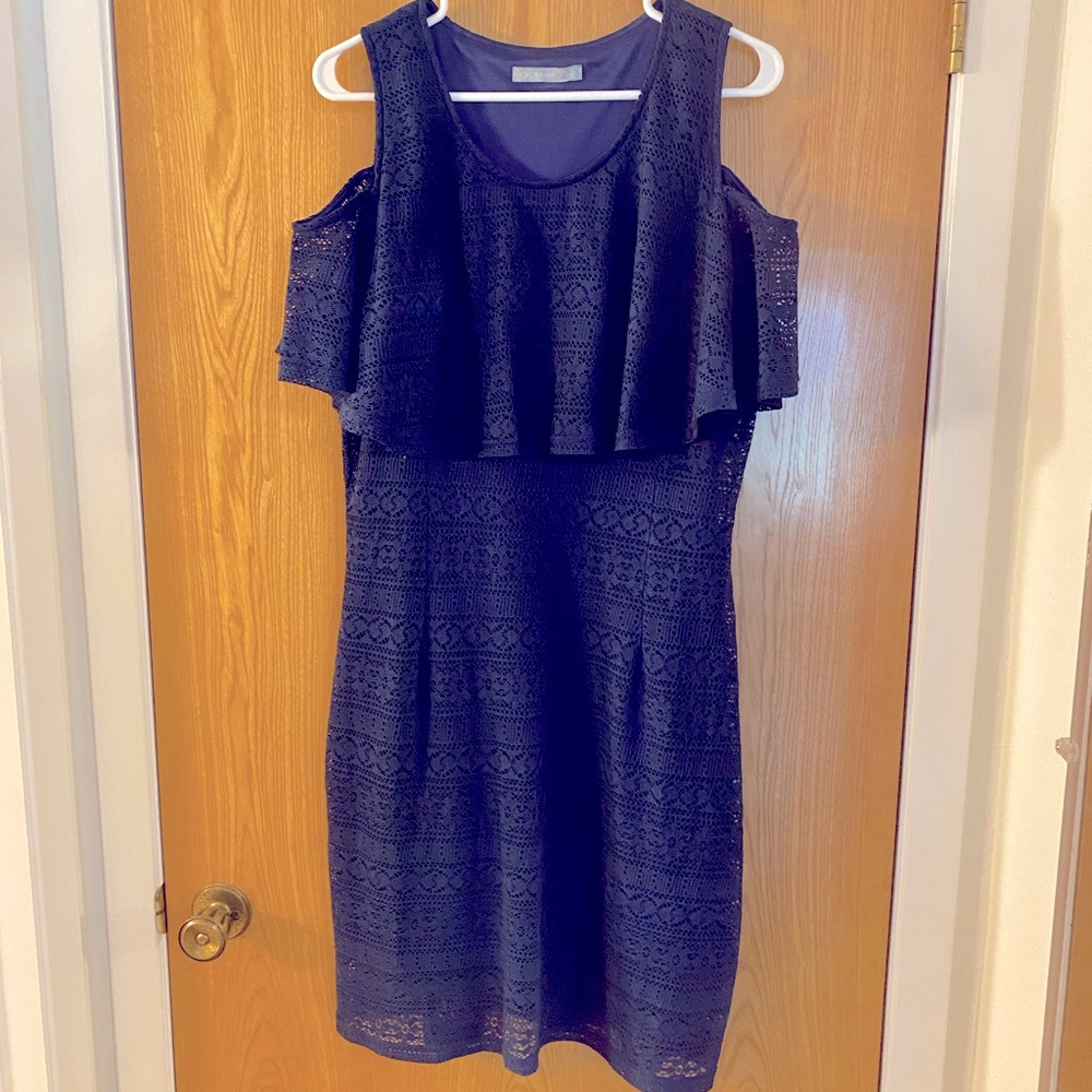 Navy Blue open shoulder dress
